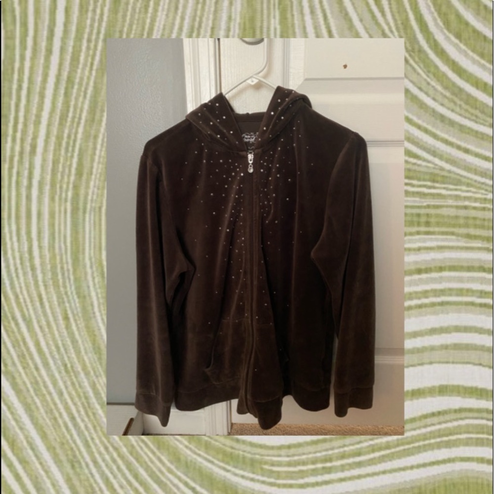brown velvet hoodie/jacket